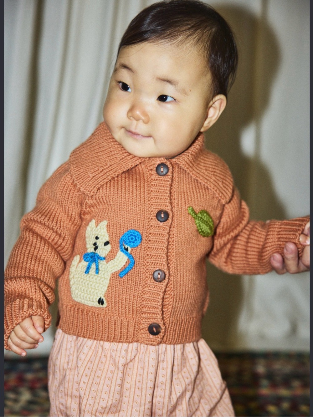0-6 Months Misha and Puff Palomino Baby Meadow Cat Sweater Motley Cardigan